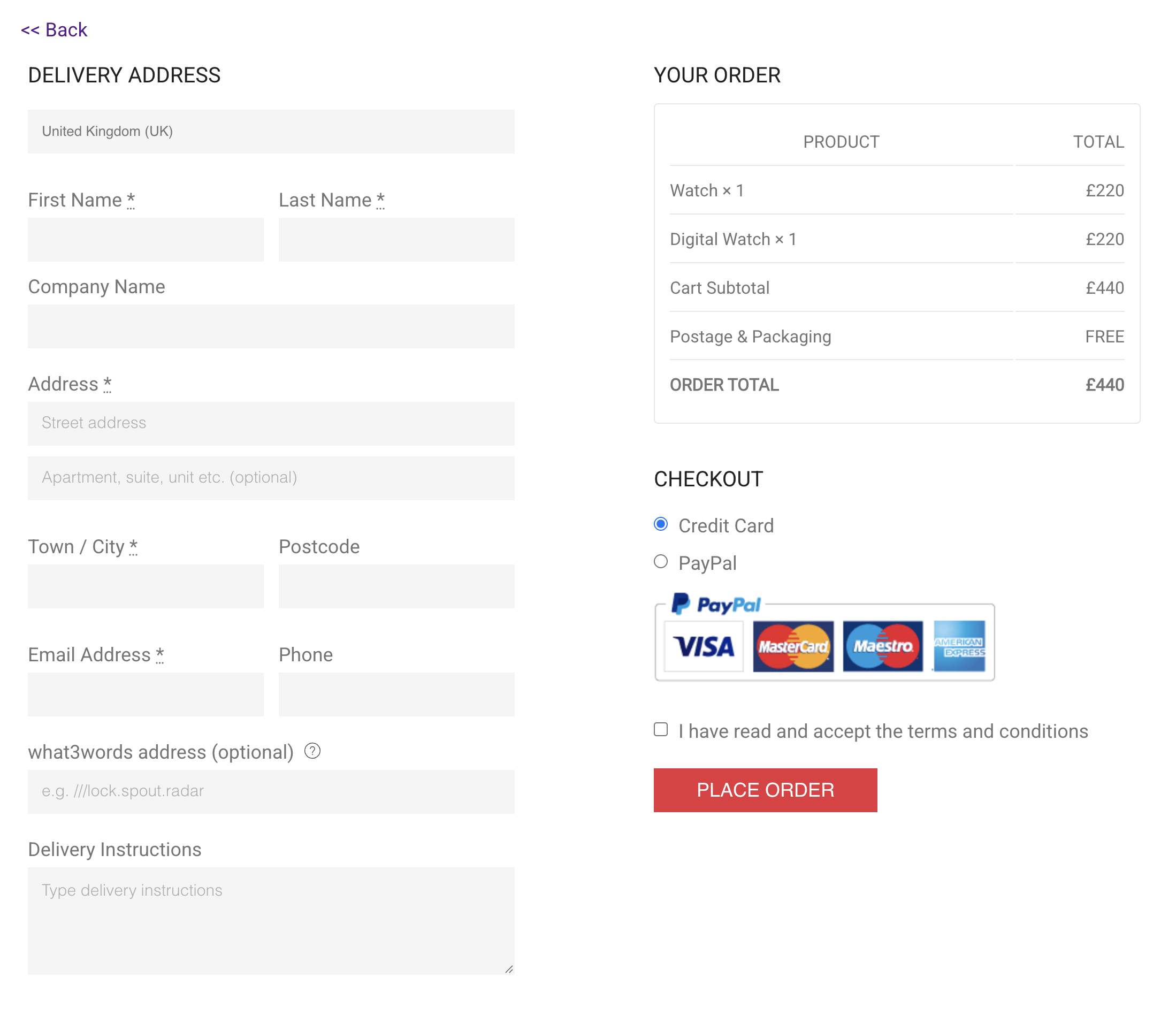 Checkout demo screenshot